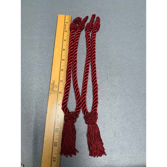 Set Of 4 Red Twisted Curtain Tie Backs with Tassels 12" Long Set of 2 - Picture 5 of 10